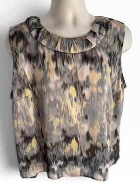 Kasper Woman 2X Sleeveless Abstract Ikat Blouse